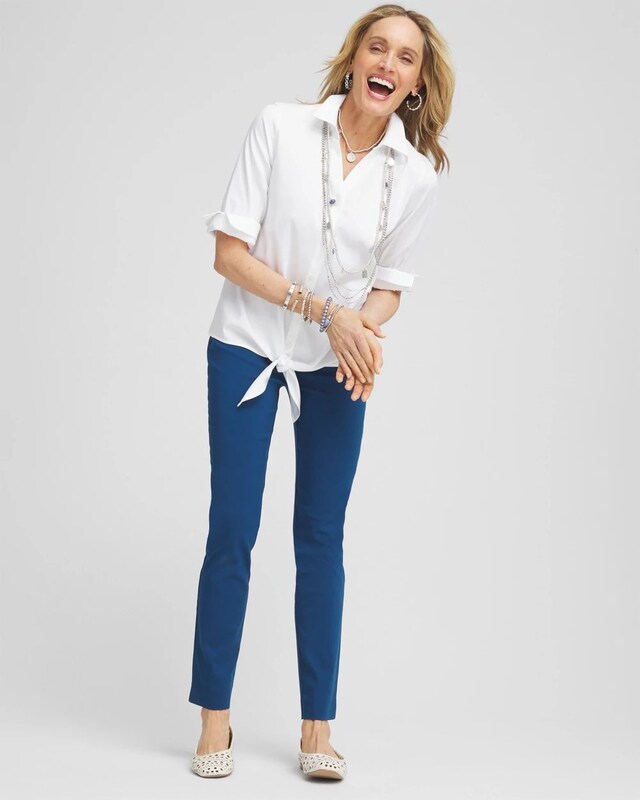 No Iron Tie-Front Stretch Shirt - image 2